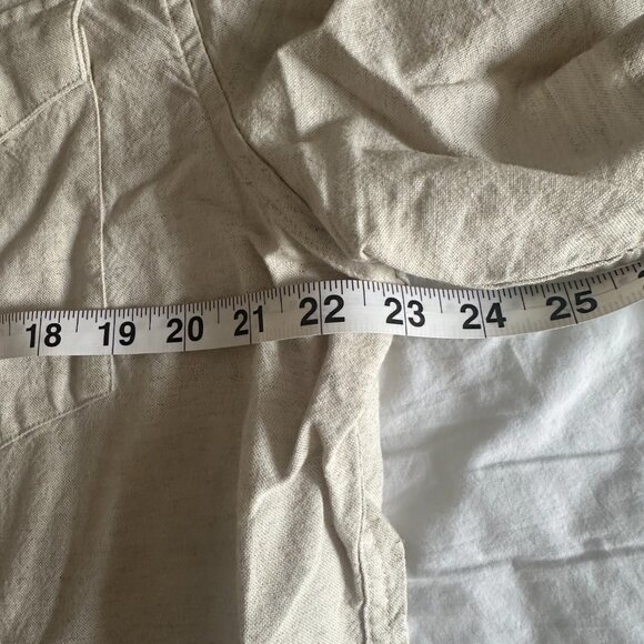 Taylor Stitch Linen-Blend Short-Sleeve Western Shirt, Khaki, Size 44 - Picture 6 of 7